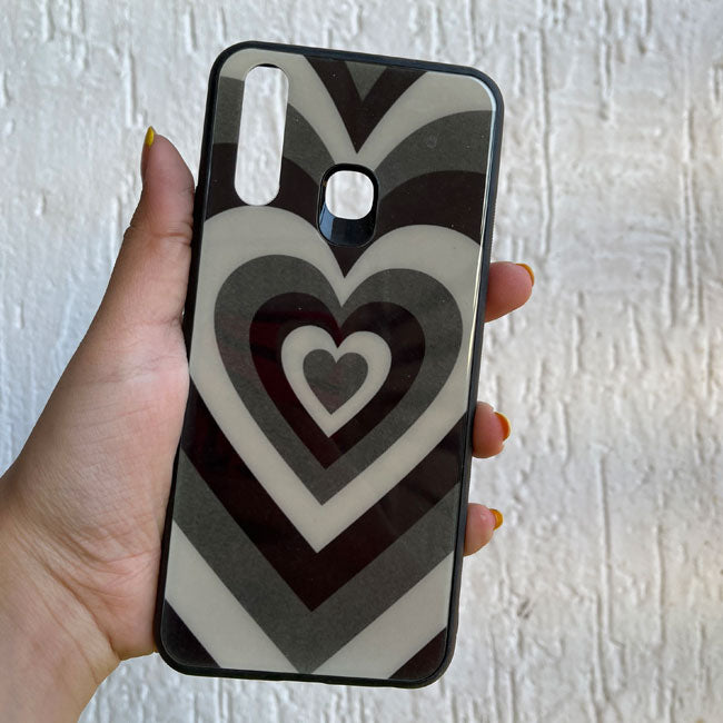 Black and Grey Hearts Glass Case - Vivo U3