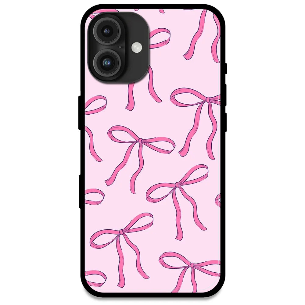 Pink Bows - Glossy Metal Silicone Case For Apple iPhone Models