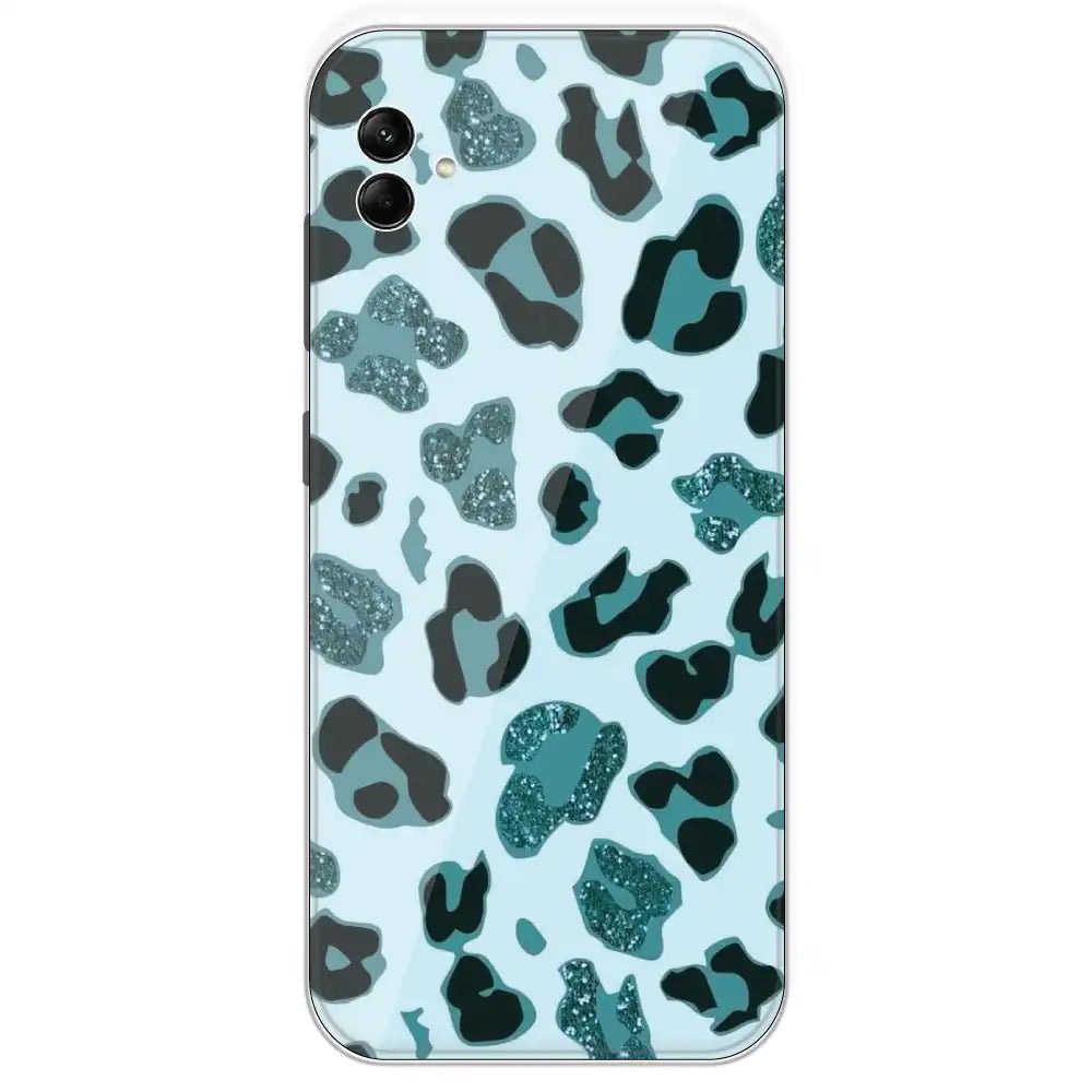 Blue Leopard Glitter Print - Printed Silicone Case For Samsung Galaxy A04