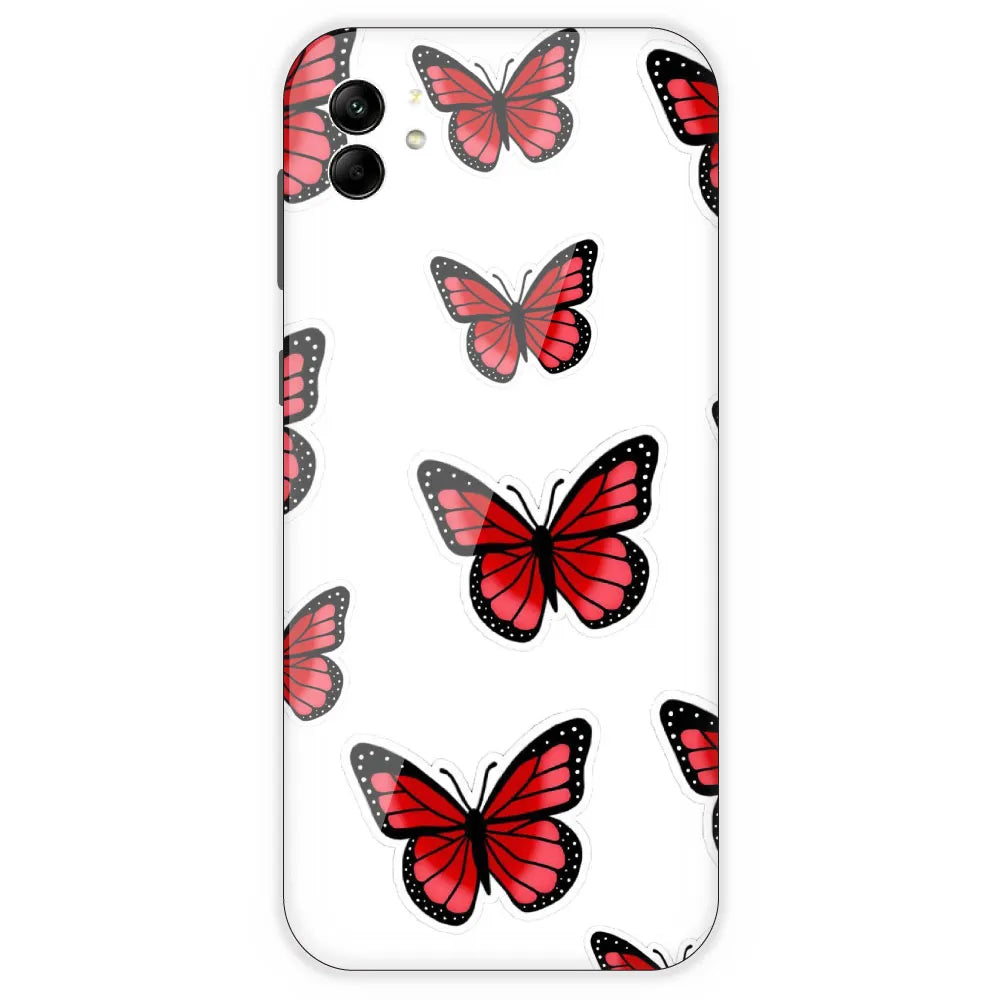 Red Butterfly - Clear Printed Silicone Case For Samsung Galaxy A04