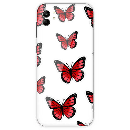 Red Butterfly - Clear Printed Silicone Case For Samsung Galaxy A04