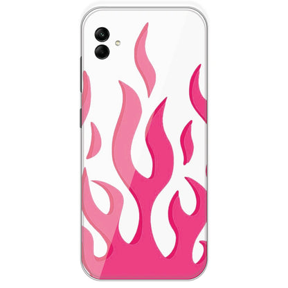 Pink Flames - Clear Printed Silicone Case For Samsung Galaxy A04