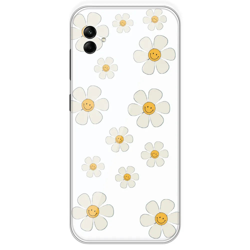 Smile Flowers - Clear Printed Silicone Case For Samsung Galaxy A04