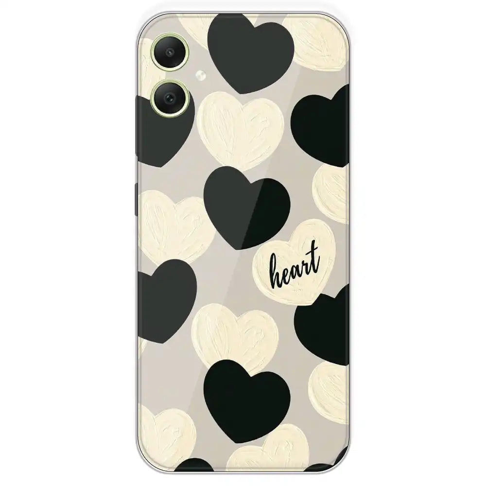 Black And White Heart - Printed Silicone Case For Samsung Galaxy A05