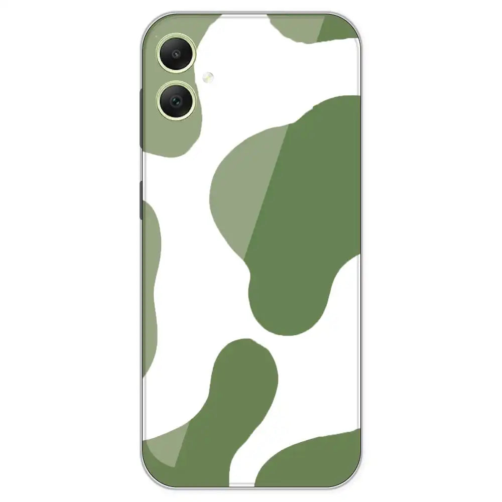 Olive Green Cow Print - Clear Printed Silicone Case For Samsung Galaxy A05