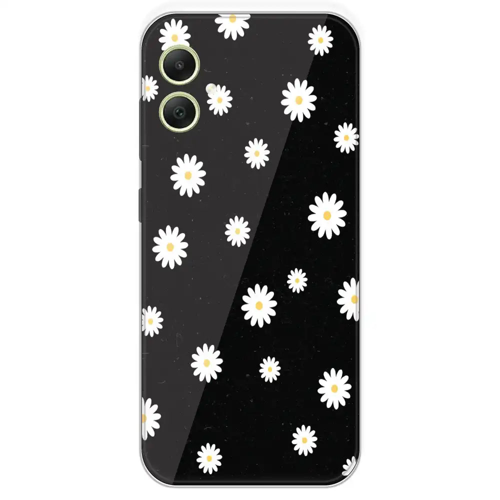 White And Black Flower - Printed Silicone Case For Samsung Galaxy A05