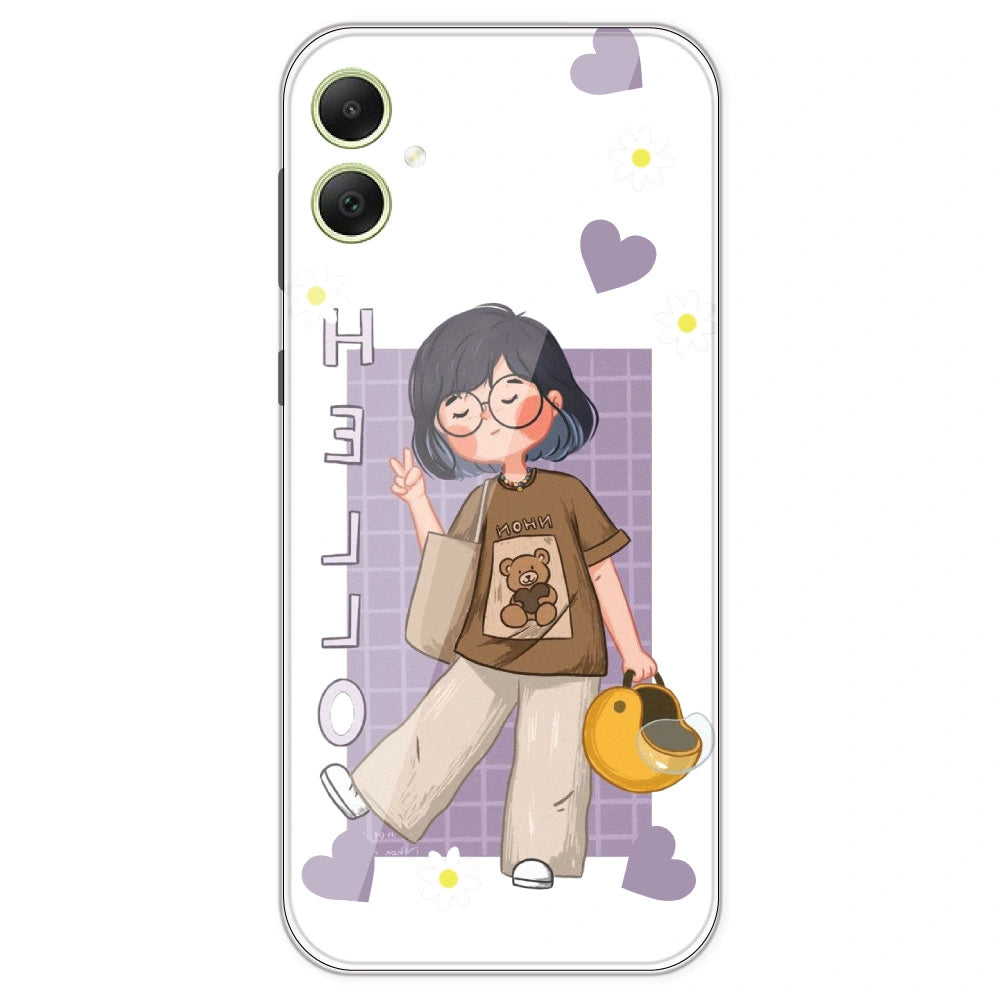 Introvert Girl - Clear Printed Silicone Case For Samsung Galaxy A05