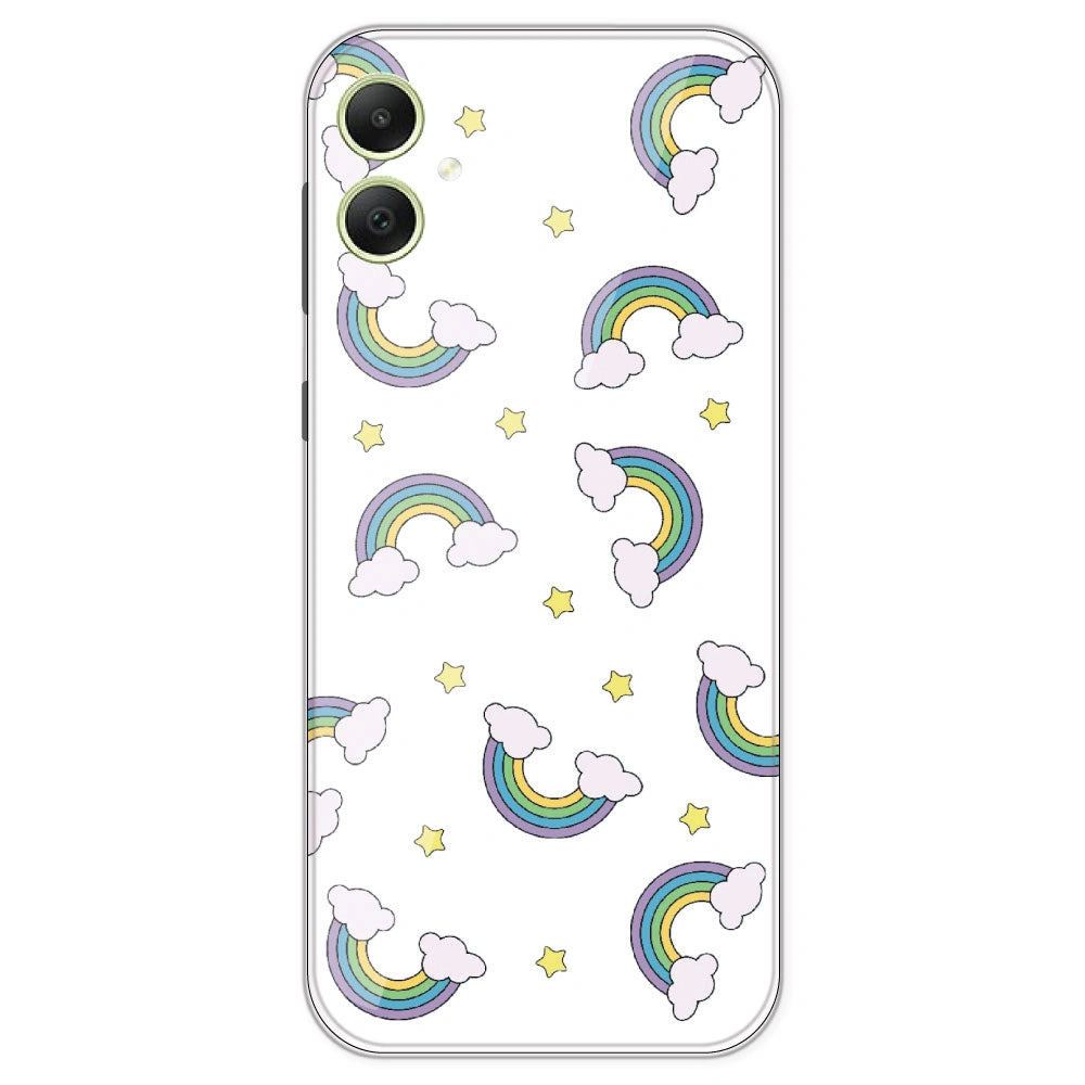 Rainbow With Clouds - Clear Printed Silicone Case For Samsung Galaxy A05