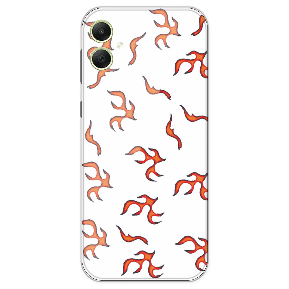 Orange Mini Flames - Clear Printed Silicone Case For Samsung Galaxy A05