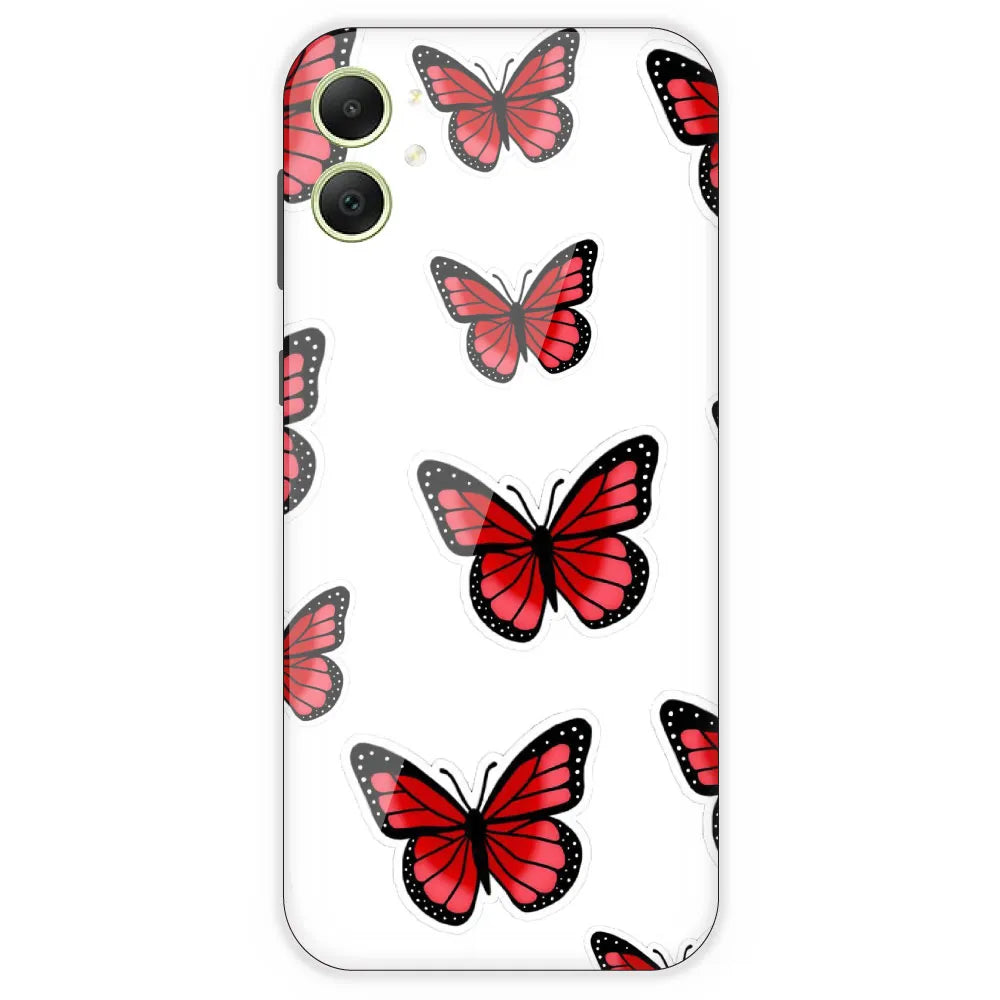 Red Butterfly - Clear Printed Silicone Case For Samsung Galaxy A05