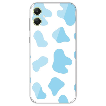 Blue Cow Print - Clear Printed Silicone Case For Samsung Galaxy A05