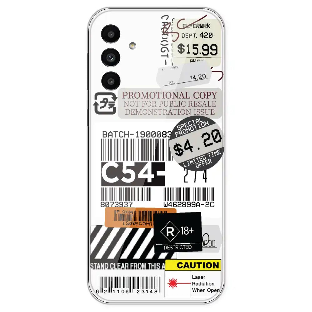 Labels - Clear Printed Silicone Case For Samsung Galaxy A13