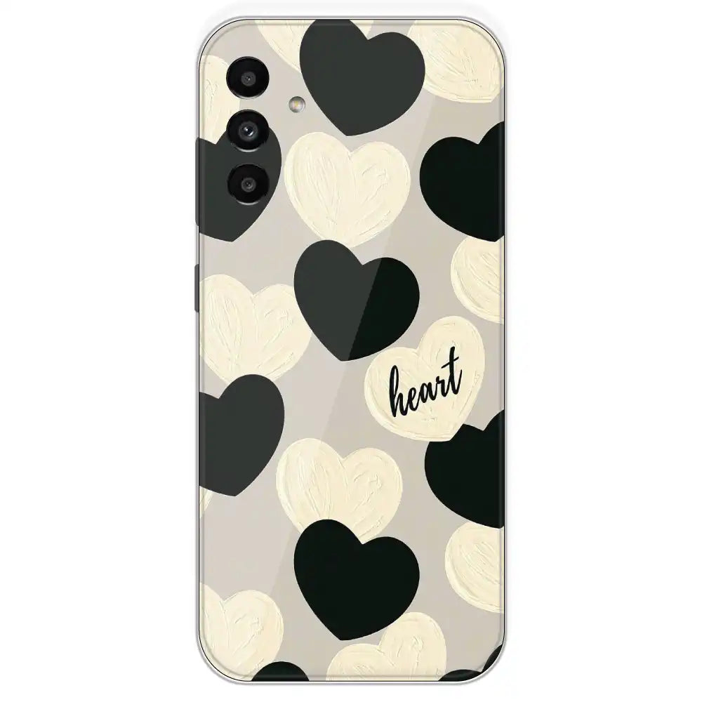 Black And White Heart - Printed Silicone Case For Samsung Galaxy A13