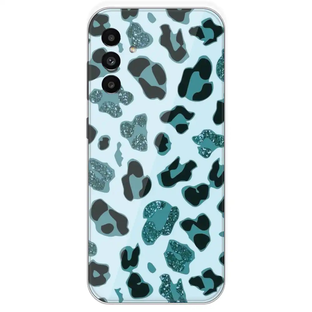 Blue Leopard Glitter Print - Printed Silicone Case For Samsung Galaxy A13