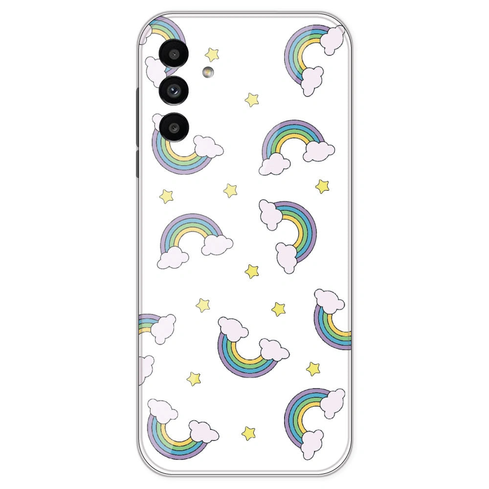 Rainbow With Clouds - Clear Printed Silicone Case For Samsung Galaxy A13