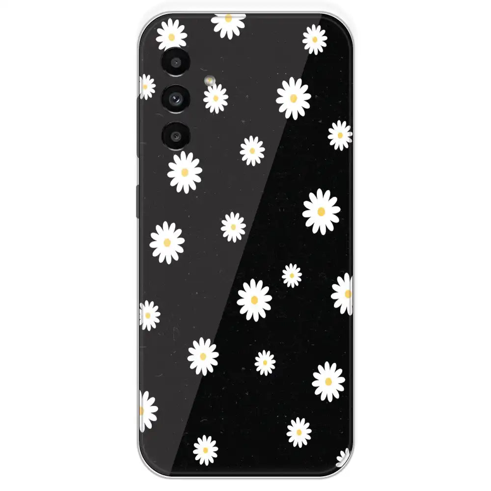 White And Black Flower - Printed Silicone Case For Samsung Galaxy A13