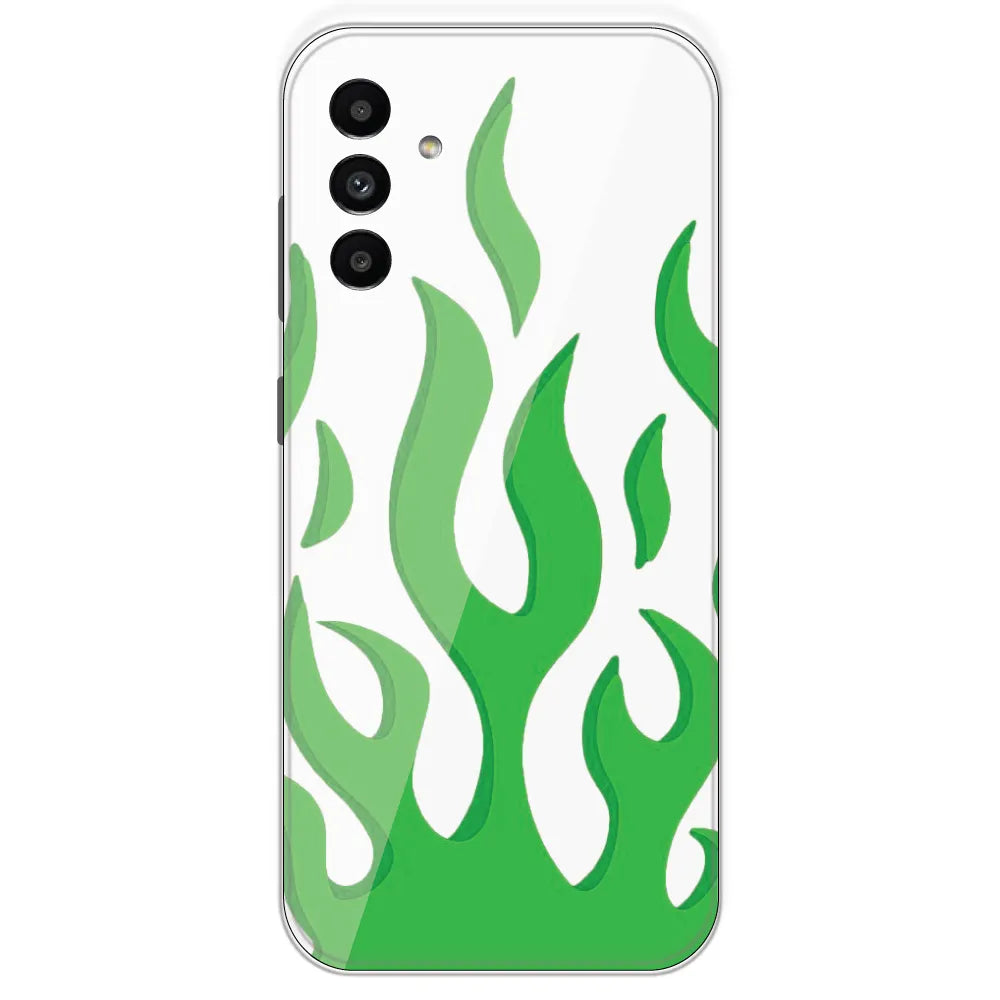 White Aesthetic Flame - Clear Printed Silicone Case For Samsung Galaxy A13