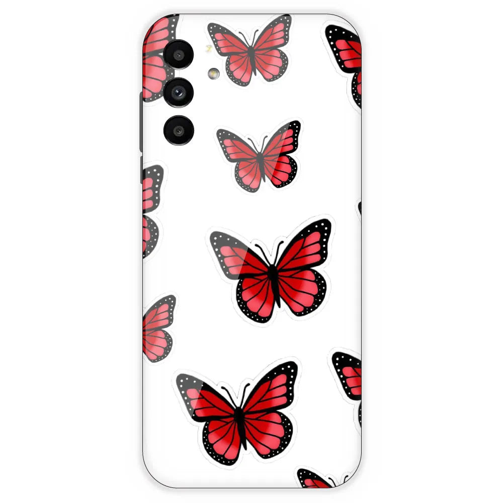 Red Butterfly - Clear Printed Silicone Case For Samsung Galaxy A13