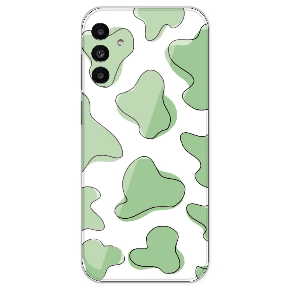 Green Cow Print - Clear Printed Silicone Case For Samsung Galaxy A13