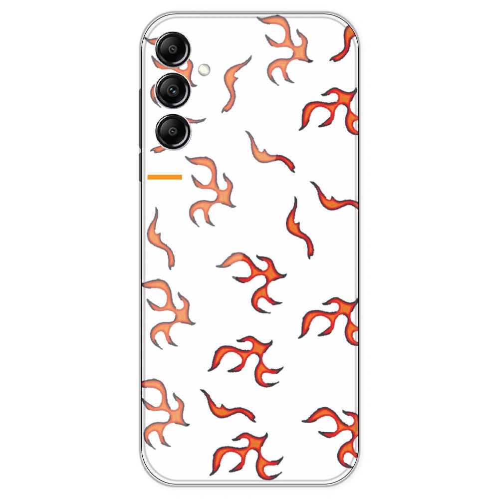 Orange Mini Flames - Clear Printed Silicone Case For Samsung Galaxy A14