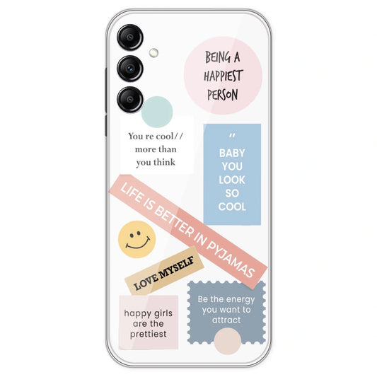 Be Happy - Clear Printed Silicone Case For Samsung Galaxy A14