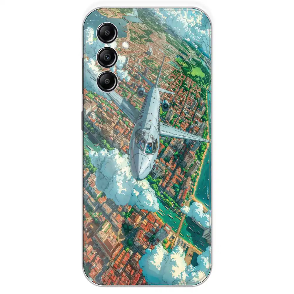 Flying Over City - Printed Silicone Case For Samsung Galaxy A14