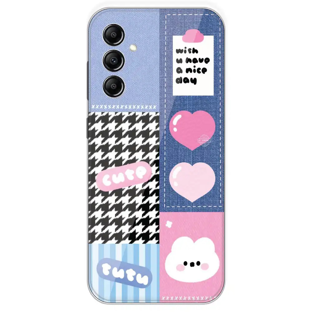 Cute Pink Bear Collage - Printed Silicone Case For Samsung Galaxy A14