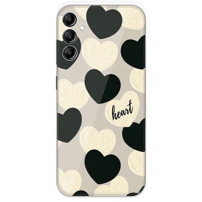 Black And White Heart - Printed Silicone Case For Samsung Galaxy A14