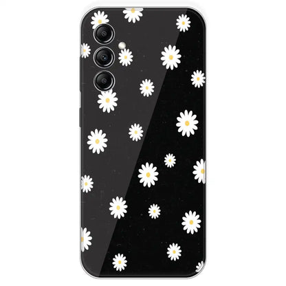 White And Black Flower - Printed Silicone Case For Samsung Galaxy A14