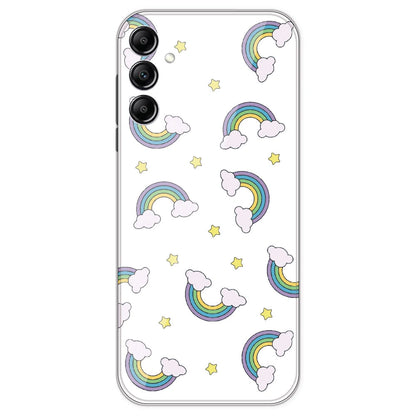 Rainbow With Clouds - Clear Printed Silicone Case For Samsung Galaxy A14