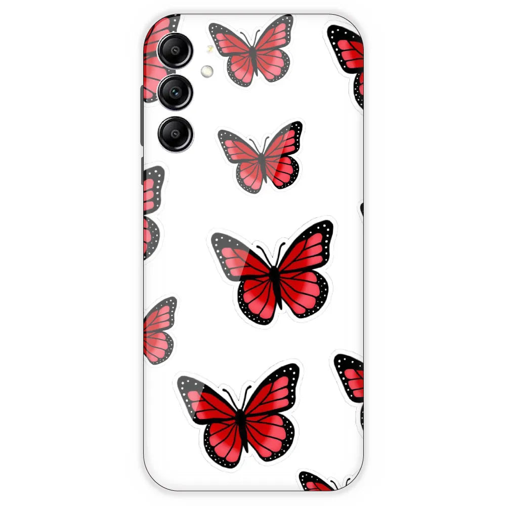 Red Butterfly - Clear Printed Silicone Case For Samsung Galaxy A14
