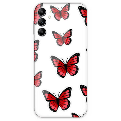 Red Butterfly - Clear Printed Silicone Case For Samsung Galaxy A14
