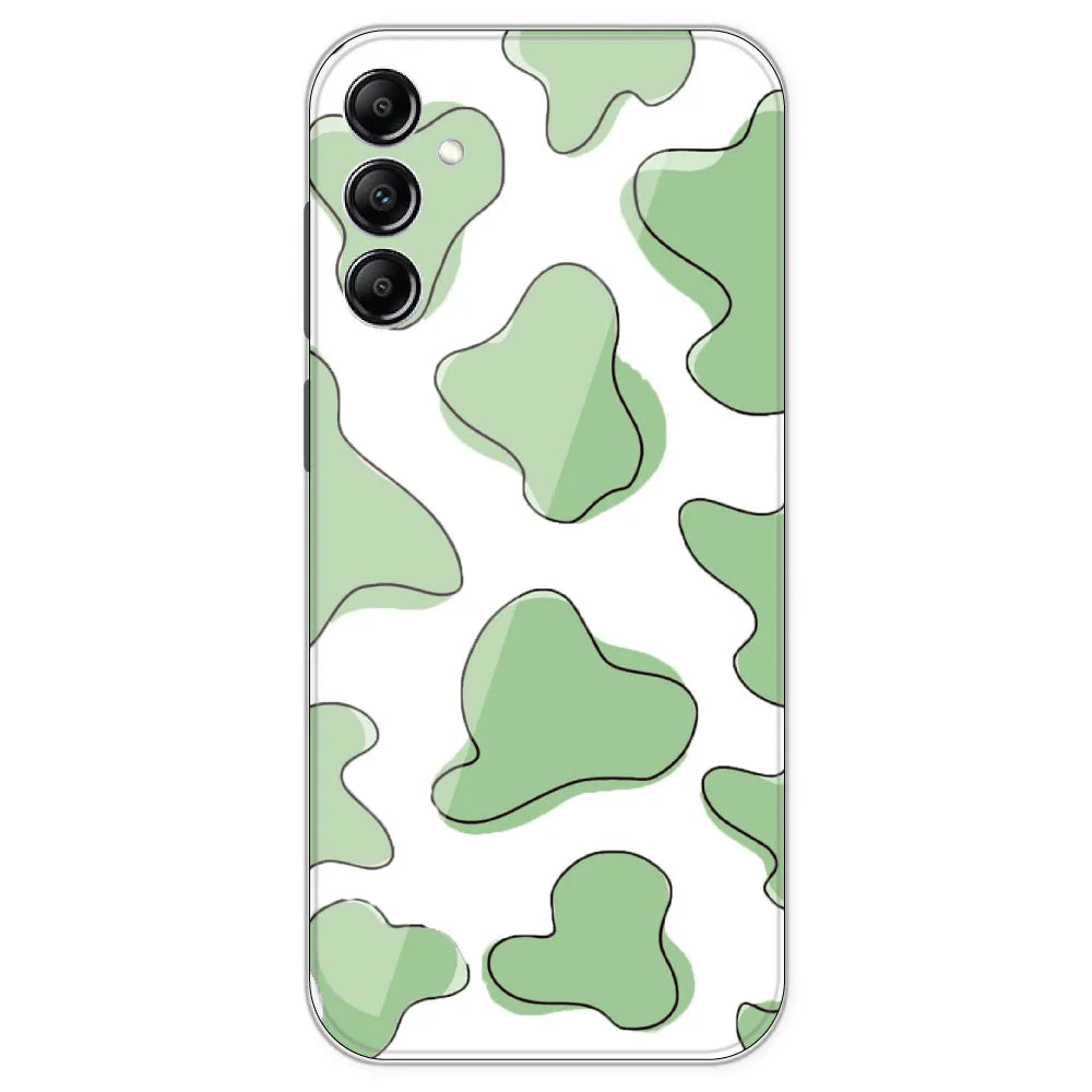 Green Cow Print - Clear Printed Silicone Case For Samsung Galaxy A14