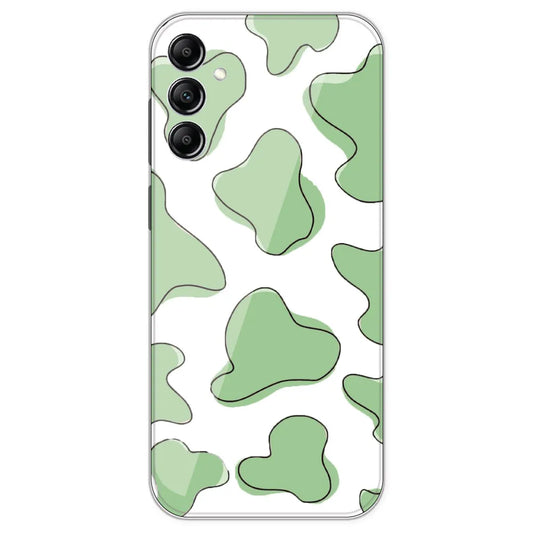 Green Cow Print - Clear Printed Silicone Case For Samsung Galaxy A14