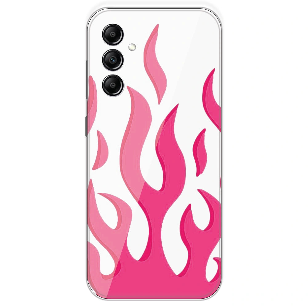 Pink Flames - Clear Printed Silicone Case For Samsung Galaxy A14
