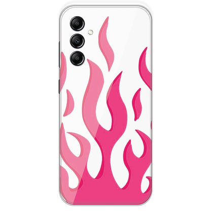 Pink Flames - Clear Printed Silicone Case For Samsung Galaxy A14