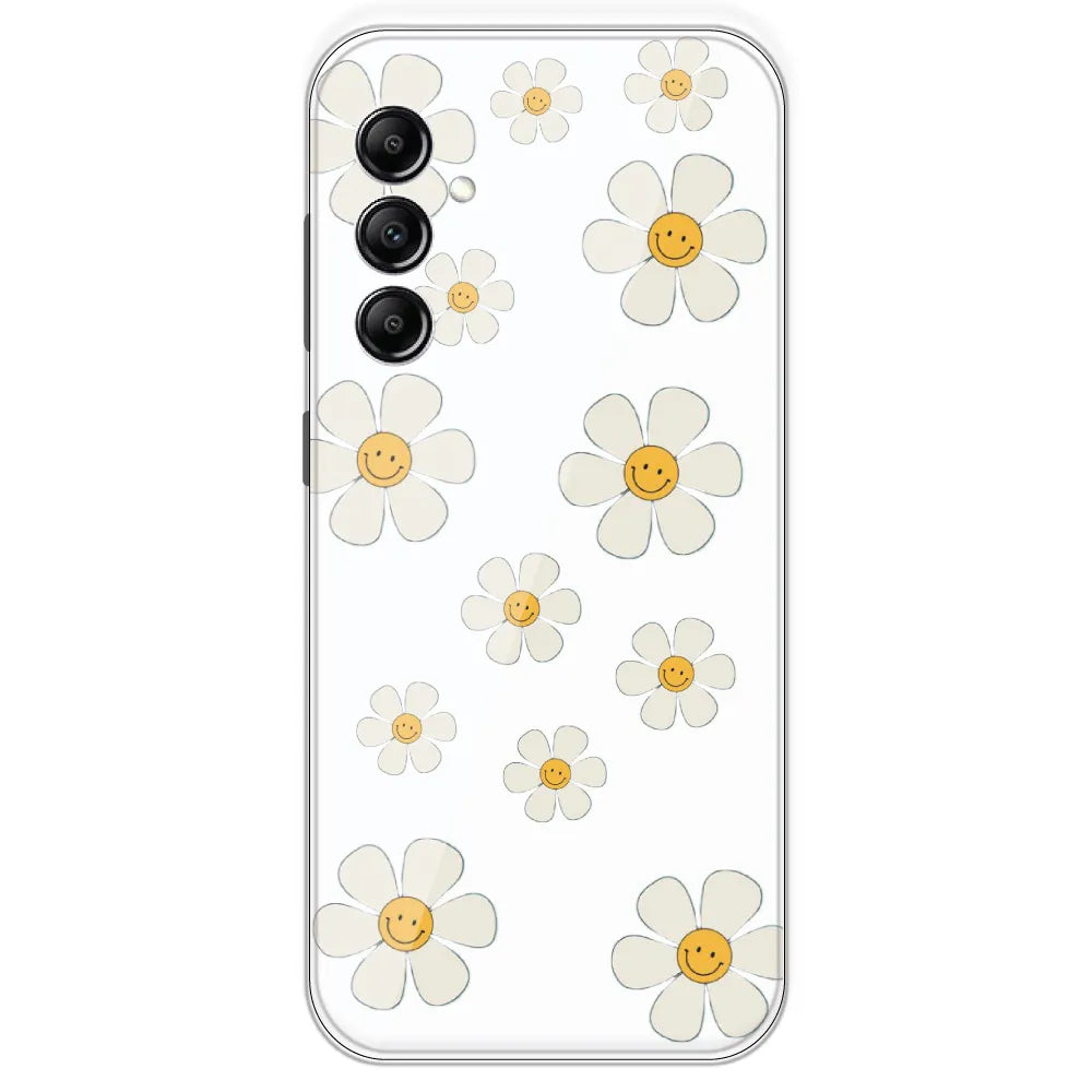 Smile Flowers - Clear Printed Silicone Case For Samsung Galaxy A14