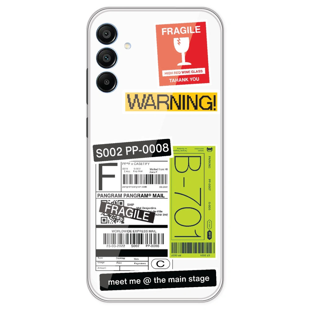 Fragile Labels - Clear Printed Silicone Case For Samsung Galaxy A15