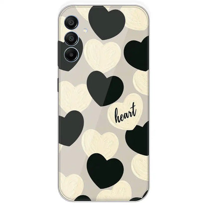 Black And White Heart - Printed Silicone Case For Samsung Galaxy A15