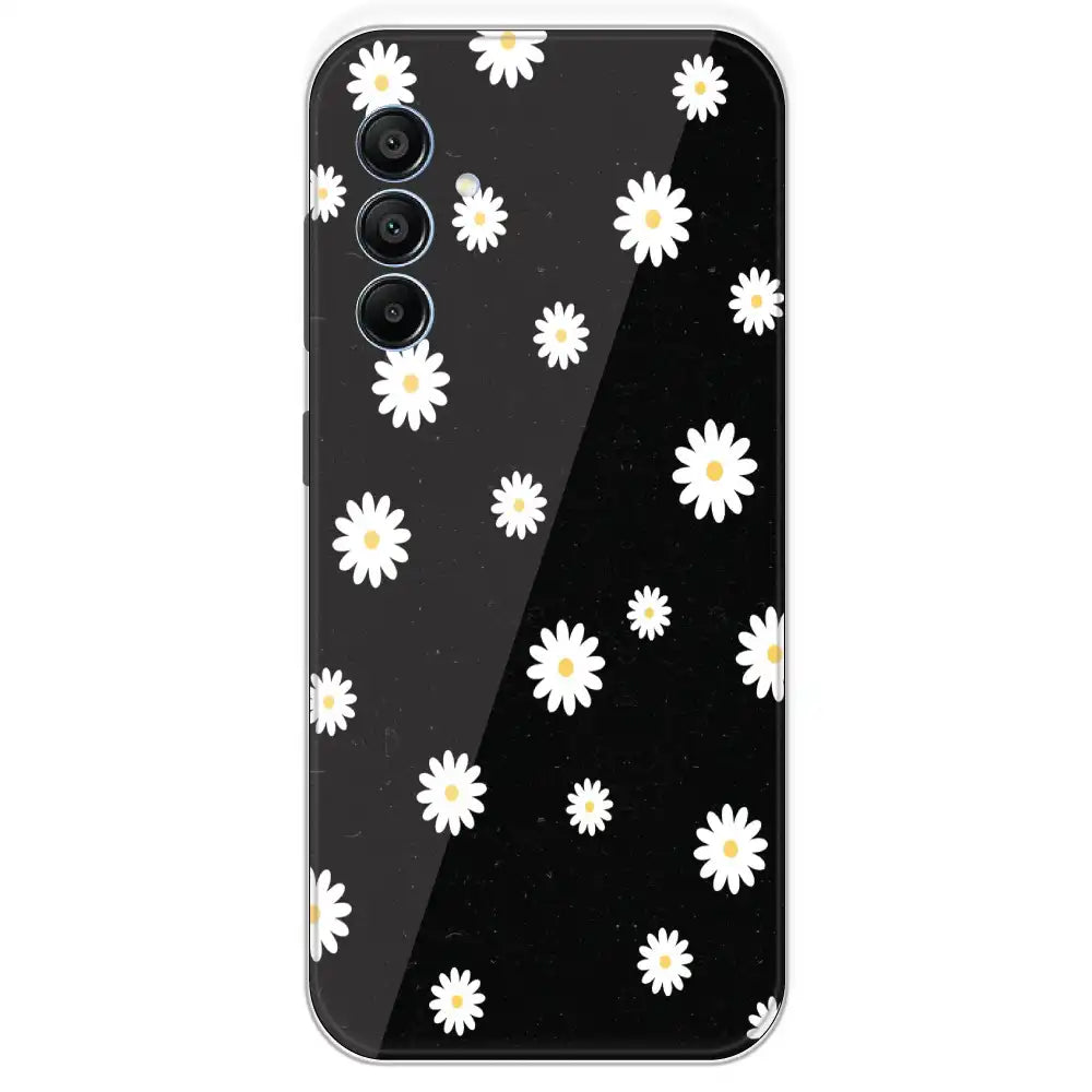 White And Black Flower - Printed Silicone Case For Samsung Galaxy A15