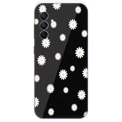 White And Black Flower - Printed Silicone Case For Samsung Galaxy A15
