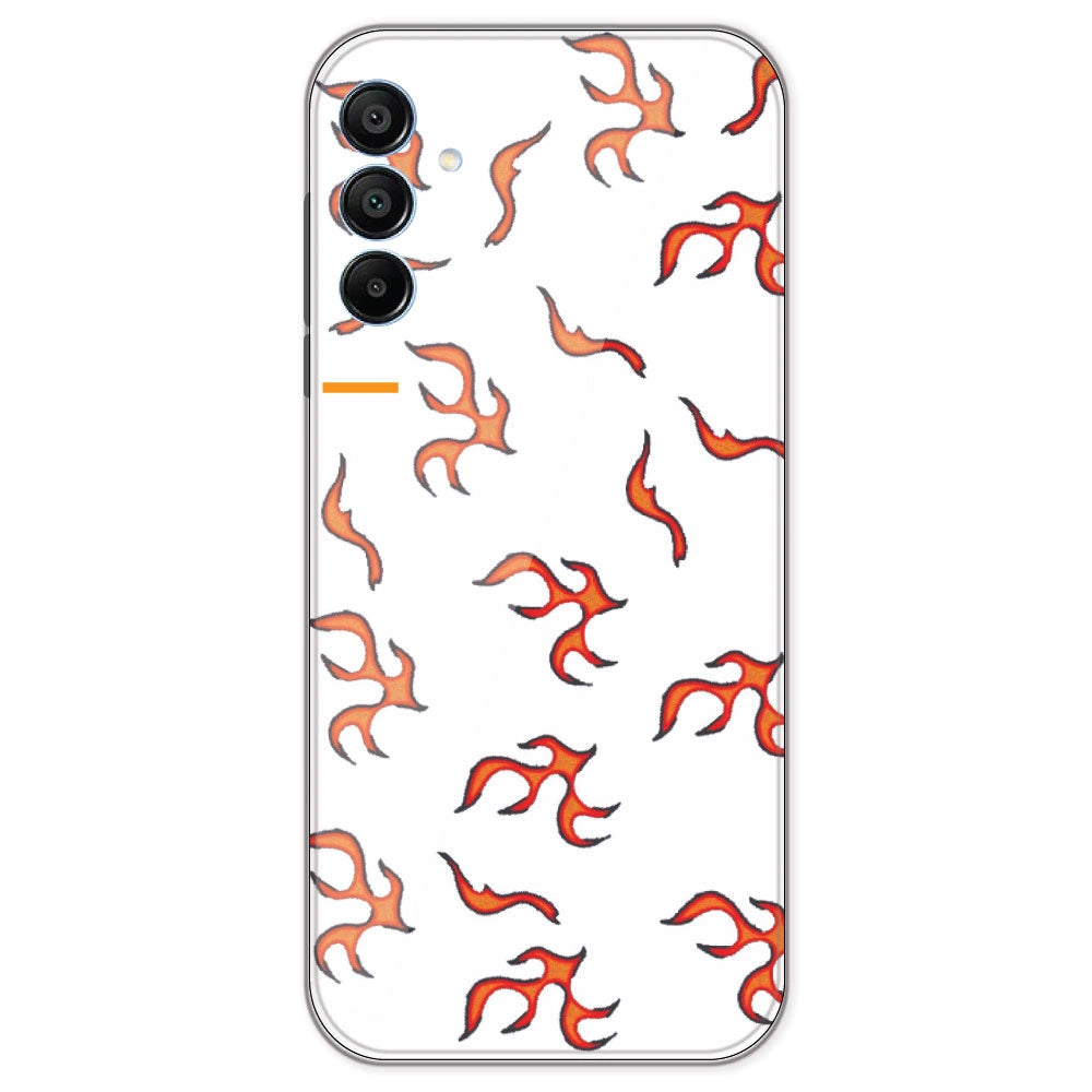 Orange Mini Flames - Clear Printed Silicone Case For Samsung Galaxy A15