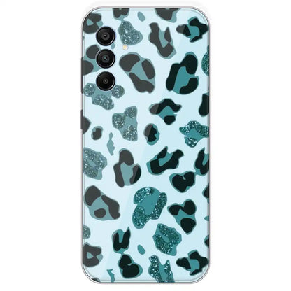 Blue Leopard Glitter Print - Printed Silicone Case For Samsung Galaxy A15