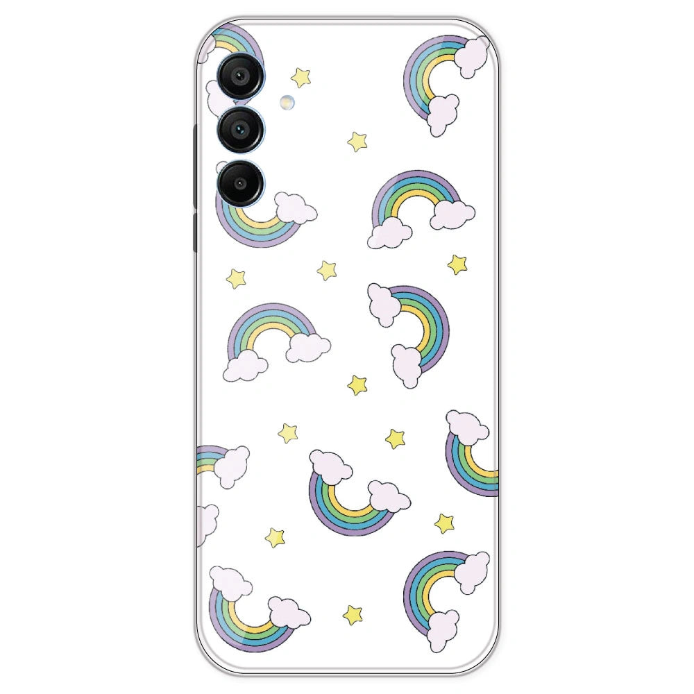 Rainbow With Clouds - Clear Printed Silicone Case For Samsung Galaxy A15