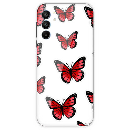 Red Butterfly - Clear Printed Silicone Case For Samsung Galaxy A15 5G