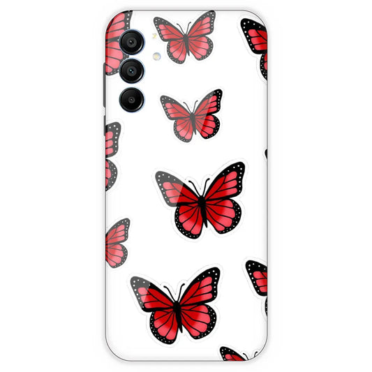 Red Butterfly - Clear Printed Silicone Case For Samsung Galaxy A15 5G