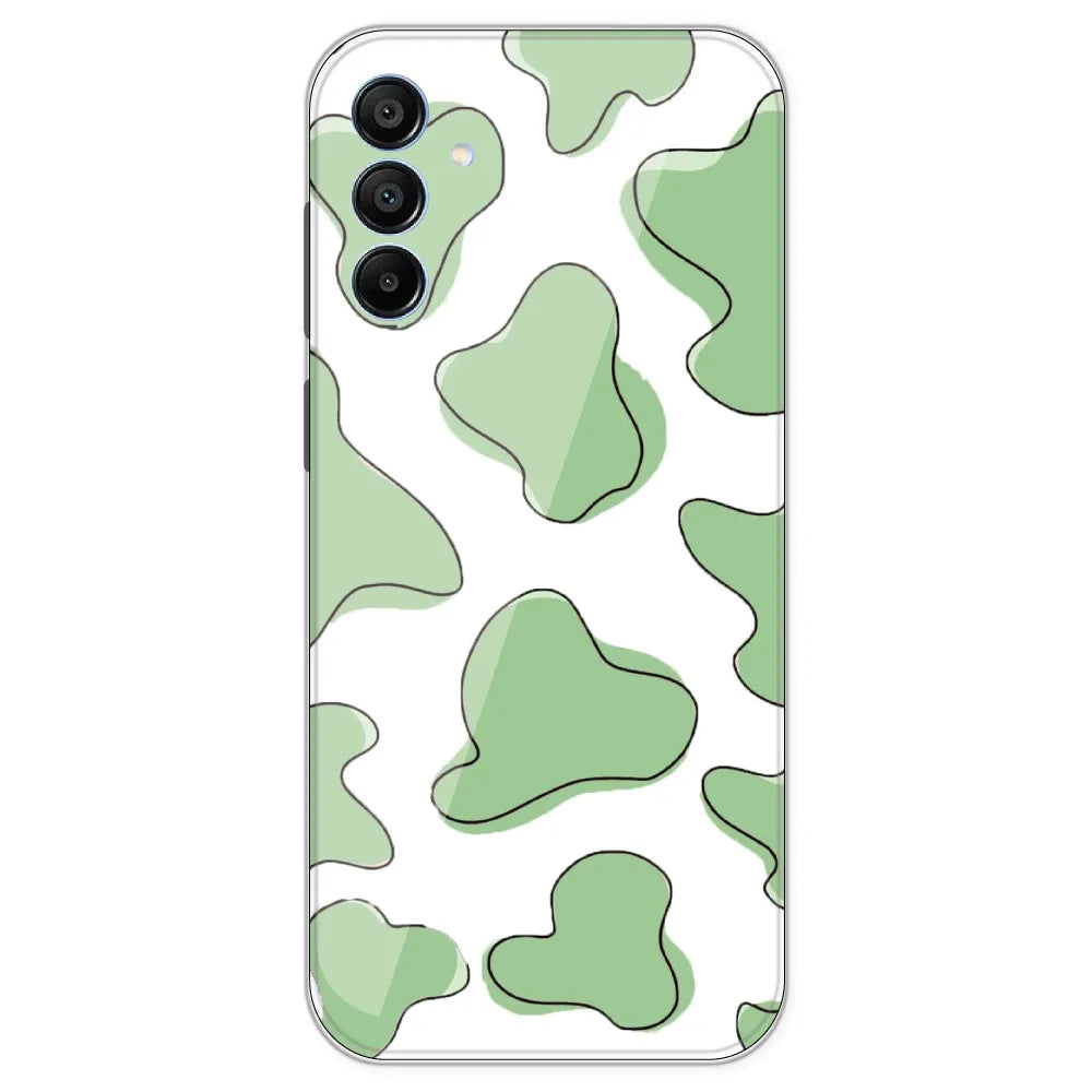 Green Cow Print - Clear Printed Silicone Case For Samsung Galaxy A15