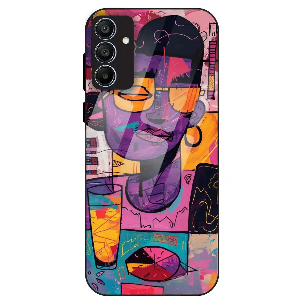Abstract Neon Portrait - Glass Case For Samsung Galaxy A15