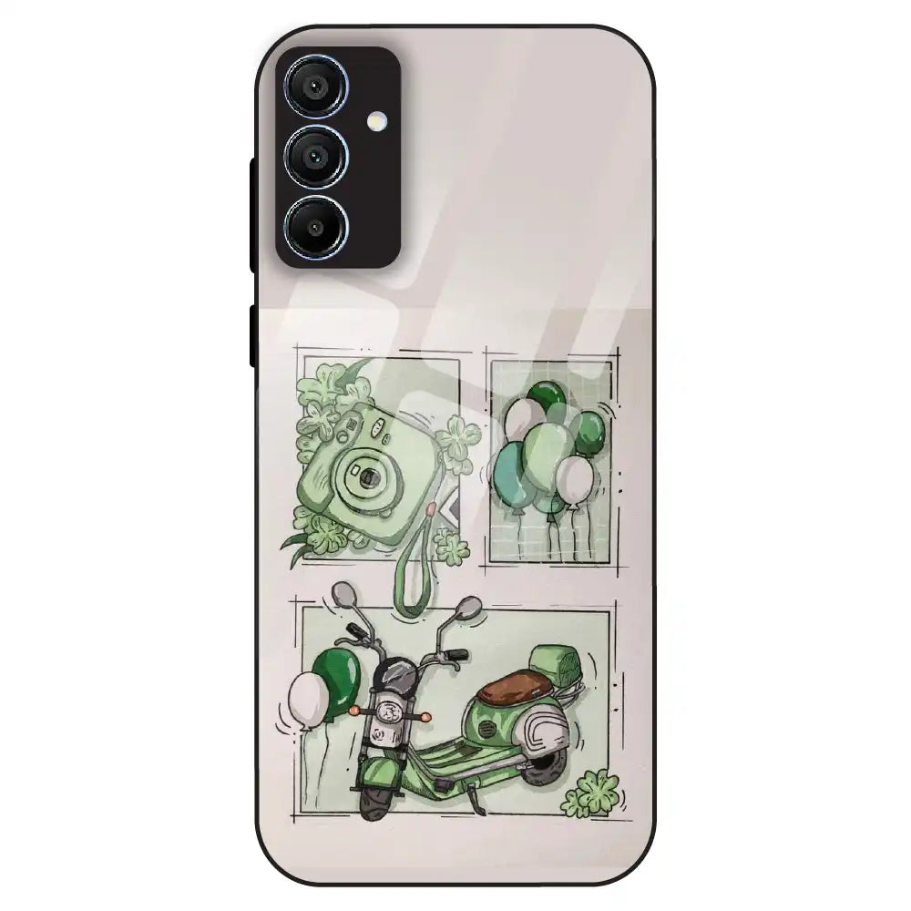 Vintage Green Sketch Aesthetic - Glass Case For Samsung Galaxy A15
