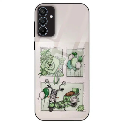 Vintage Green Sketch Aesthetic - Glass Case For Samsung Galaxy A15